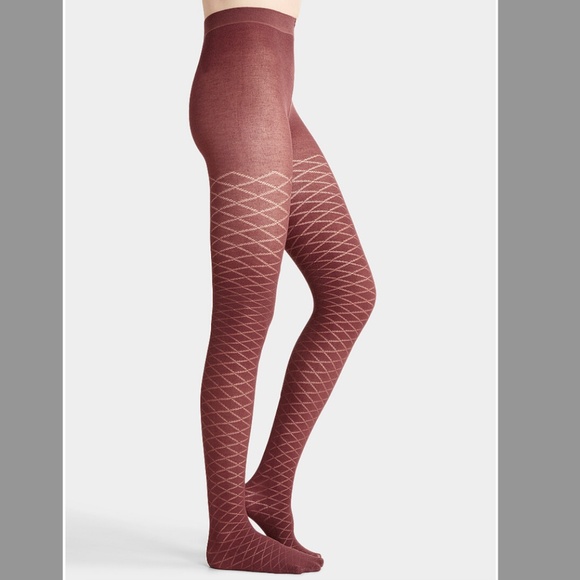 Chocolate expresso touch of cashmere diamond tights made in Italy NWT - Picture 1 of 6